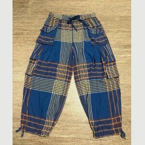 Free People Crafter Cargo Pants Plaid Wide Leg Relaxed Fit Womens M